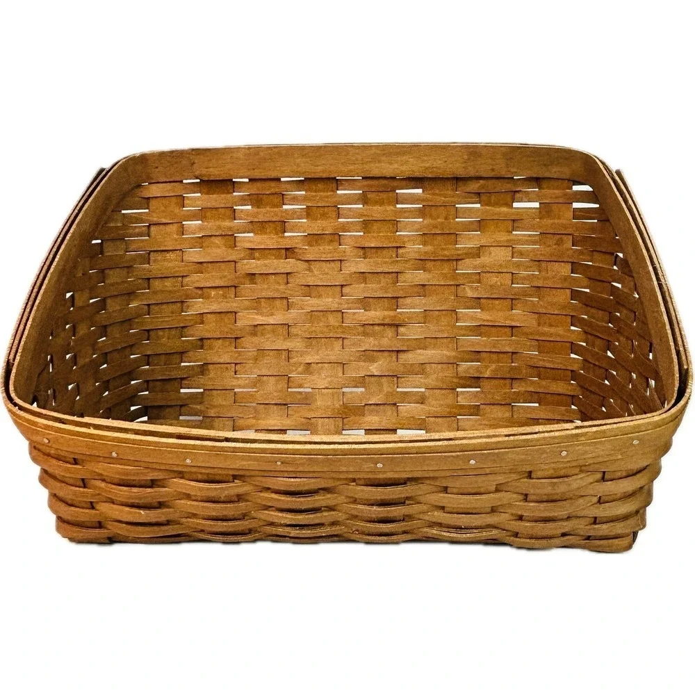 Longaberger 2007 LARGE DESKTOP Rich Brown Basket Wood Dividers‎ Liner Protector